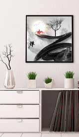 新中式抽象水墨禅僧山水装饰画