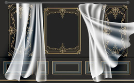 北欧风3D石膏窗帘电视背景墙