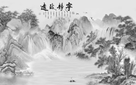 客厅高档意境山水 TIF分层