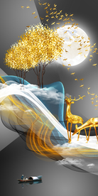 烁金玄关晶瓷画