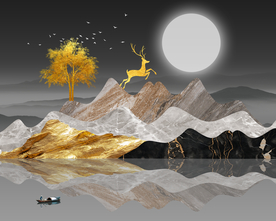 抽象山水电表箱晶瓷画