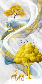 中式线条玄关晶瓷画