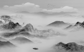 新品高档灰色山水 TIF分层