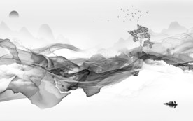 线条高档灰色山水 TIF分层