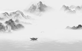 中式 高档灰色山水 TIF分层