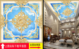 金属花纹边框欧式天顶壁画天花板
