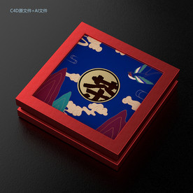 茶叶红金色包装设计渲染效果