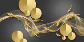 抽象九鱼图晶瓷画