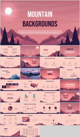 山脉山峰卡通背景ppt