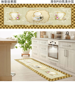欧式咖啡杯厨房地垫