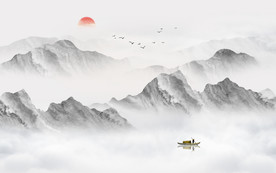 中式水墨山水画