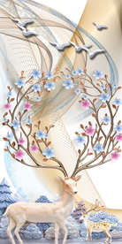 玄关麋鹿装饰画
