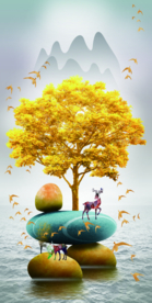 装饰画 鹿 玄关