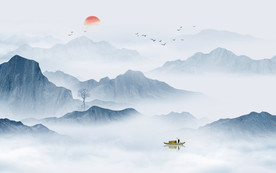 中式水墨山水画