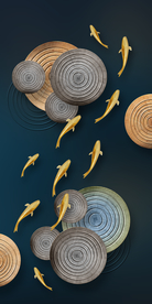 九鱼图玄关晶瓷画