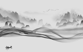 高档中式灰色山水 TIF分层