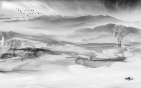 新款灰色中式山水 TIF分层