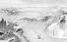 石纹灰色中式山水 TIF分层