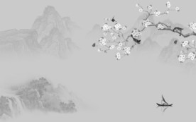 最新灰色中式山水 TIF分层