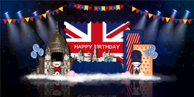 英伦风儿童生日美陈舞台效果图