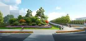 道路节点绿化效果图
