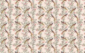 手绘欧式孔雀花鸟图