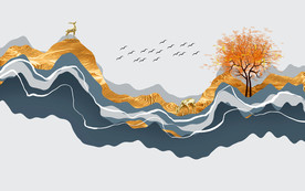 新中式山水背景墙