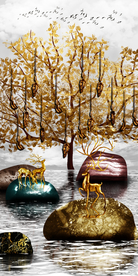 转运石玄关 发财树