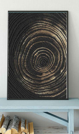 现代烁金水墨金色年轮木纹装饰画