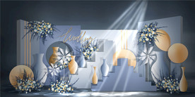 蓝色简约清新婚礼布置效果图