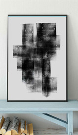 新中式抽象水墨油画玄关装饰画