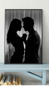 现代北欧爱情男女黑白玄关装饰画