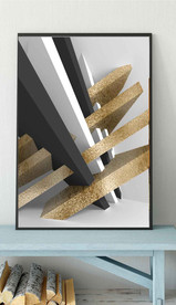 北欧金色抽象几何空间装饰画