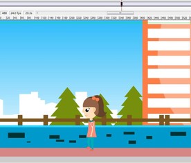 小女孩人物往前走路的动画30秒