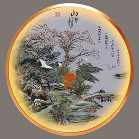 原创圆型水墨山水装饰画