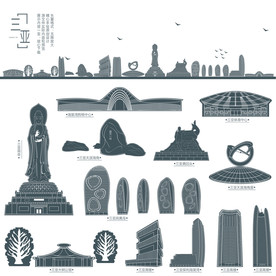 三亚地标建筑剪影