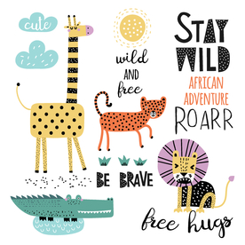 卡通 动物 长颈鹿 豹子 狮子