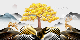 发财树三联玄关