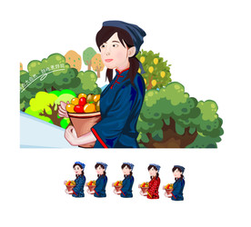 乡村 插画农家女