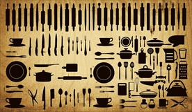 各种厨具餐具矢量剪影合集