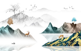 高档 现代新山水画 TIF分层