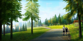 阳光草坪森林景观设计效果图