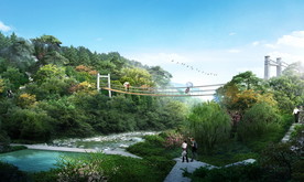 景区溪流吊桥景观设计效果图