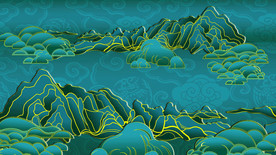 卡通山体 山 线描山