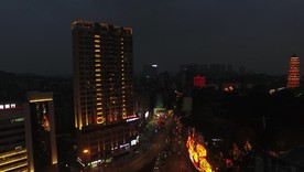 自贡假日彩灯公园大门拍影视素材