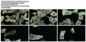 高清实拍纸币掉落 金钱美元落下