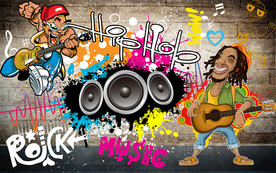 欧美涂鸦音乐工装背景墙