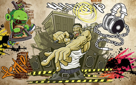 个性砖墙欧美涂鸦工装背景墙