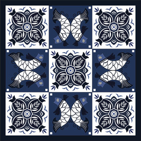 苗族蜡染石榴鱼纹矢量元素素材