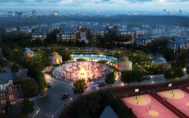 休闲广场鸟瞰效果图